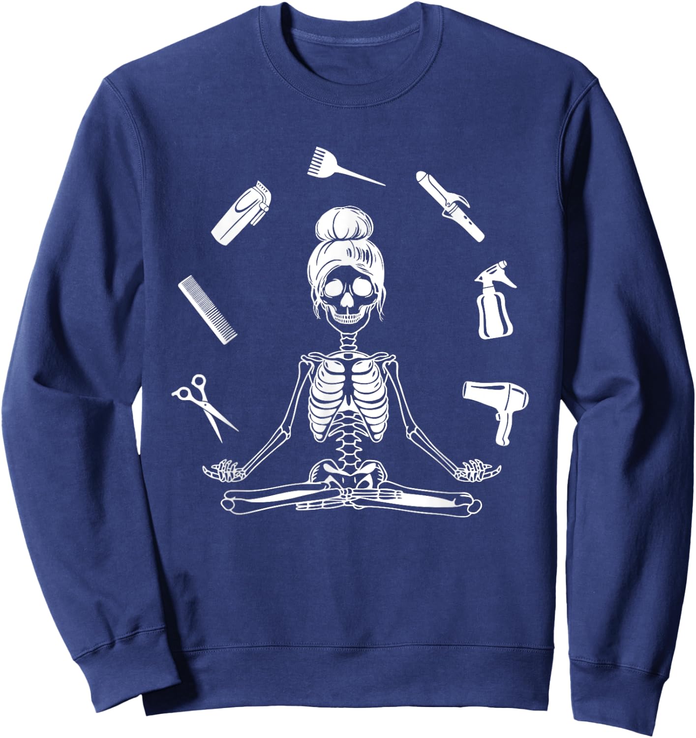 Hair Stylist Skeleton Hairdresser Hairstylist Sweatshirt - Sweatshirt | Navy