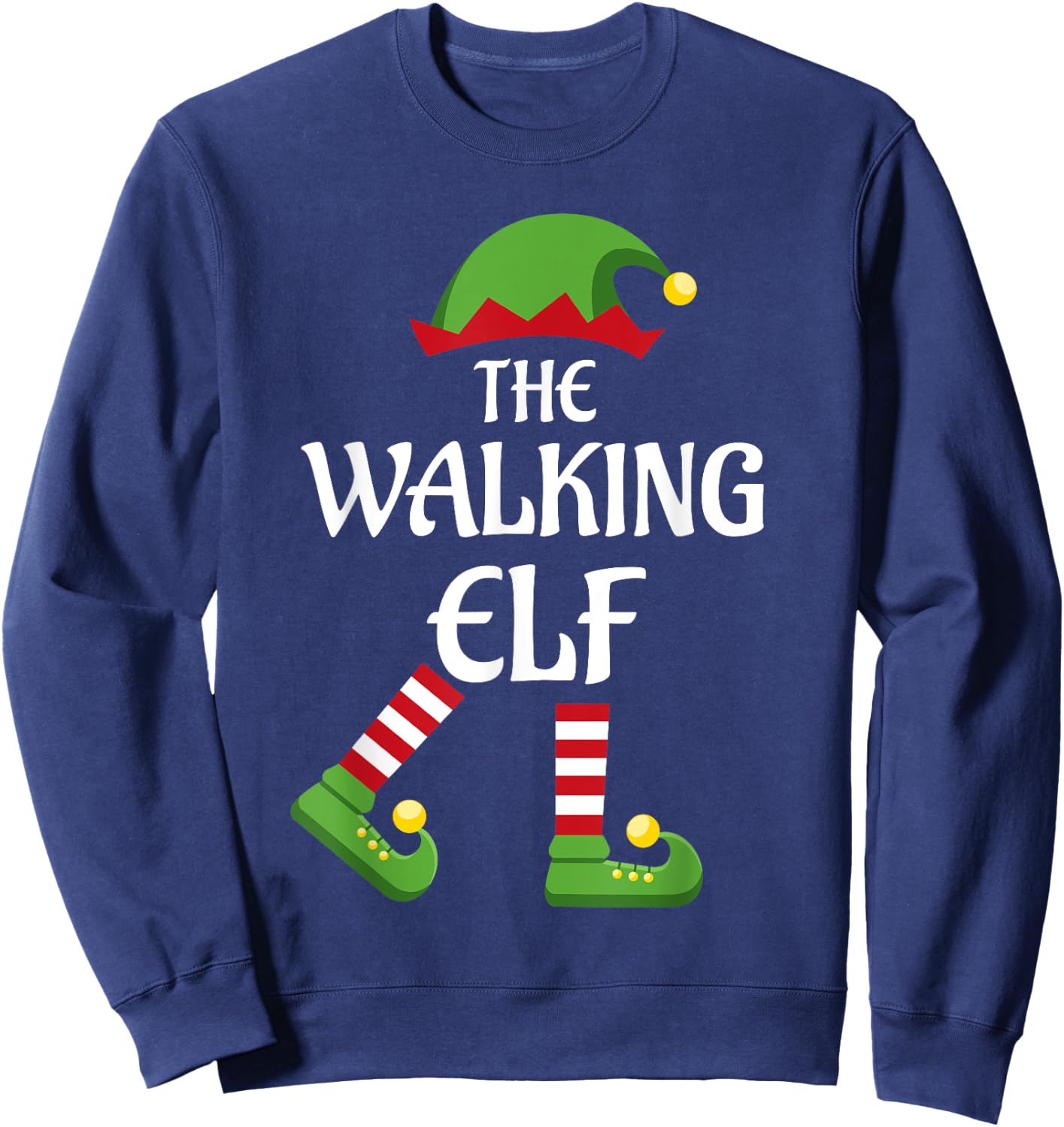 Walking Elf Family Matching Group Christmas Sweatshirt - Sweatshirt | Navy