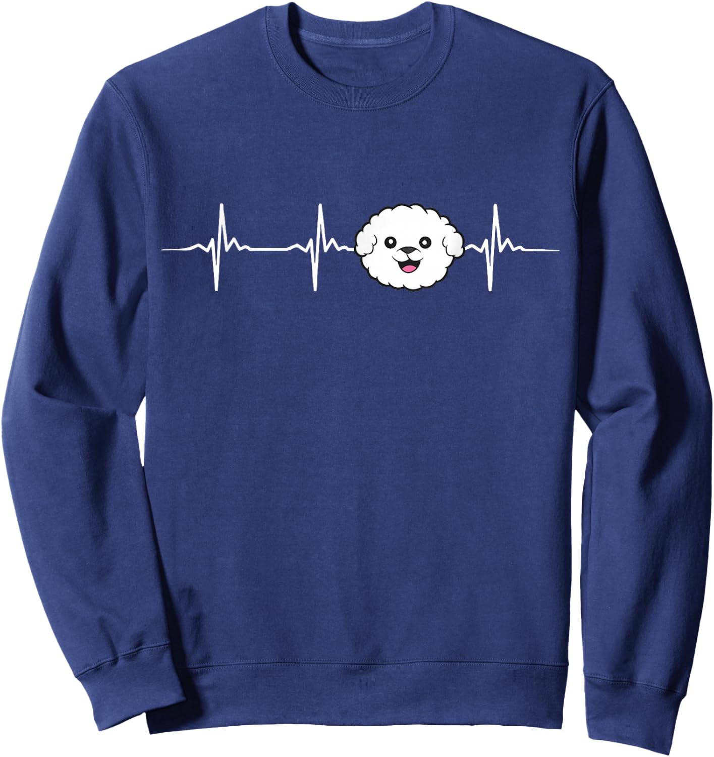 Bichon Frise Dog Heartbeat Cute Bichon Frise Sweatshirt - Sweatshirt | Navy