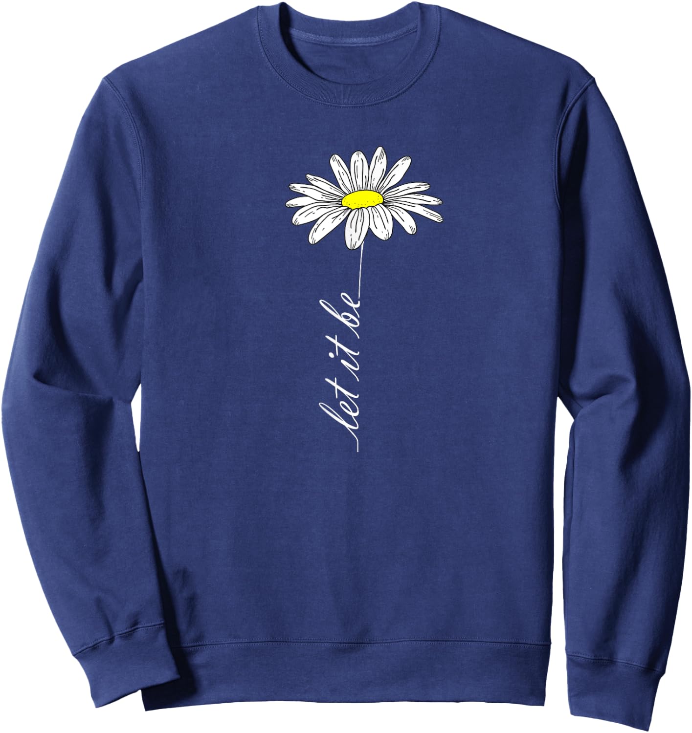 Simple line drawing of Let it be Women Daisy Sweatshirt - Sweatshirt | Navy
