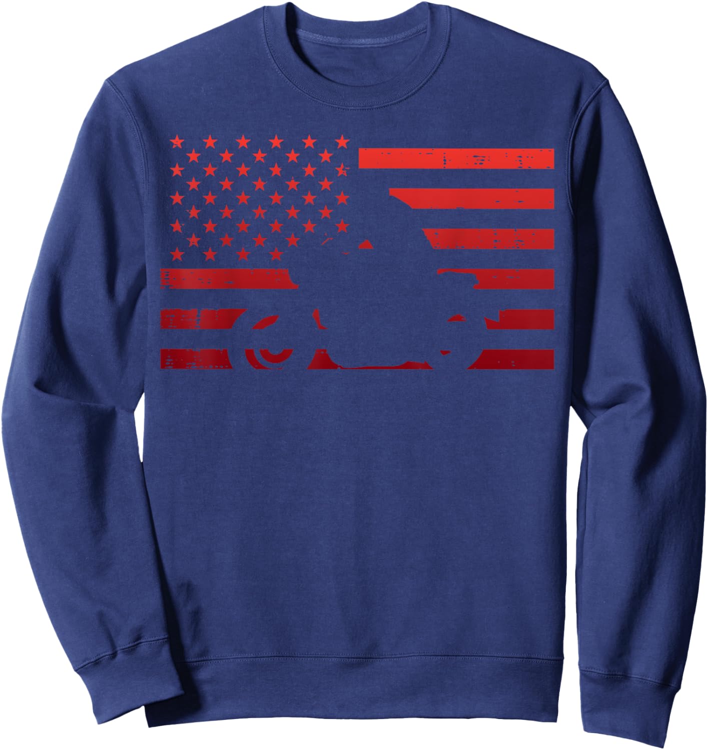 Biker Red US Flag Motorcycle Vintage Patriot Men Women Kids Sweatshirt - Sweatshirt | Navy