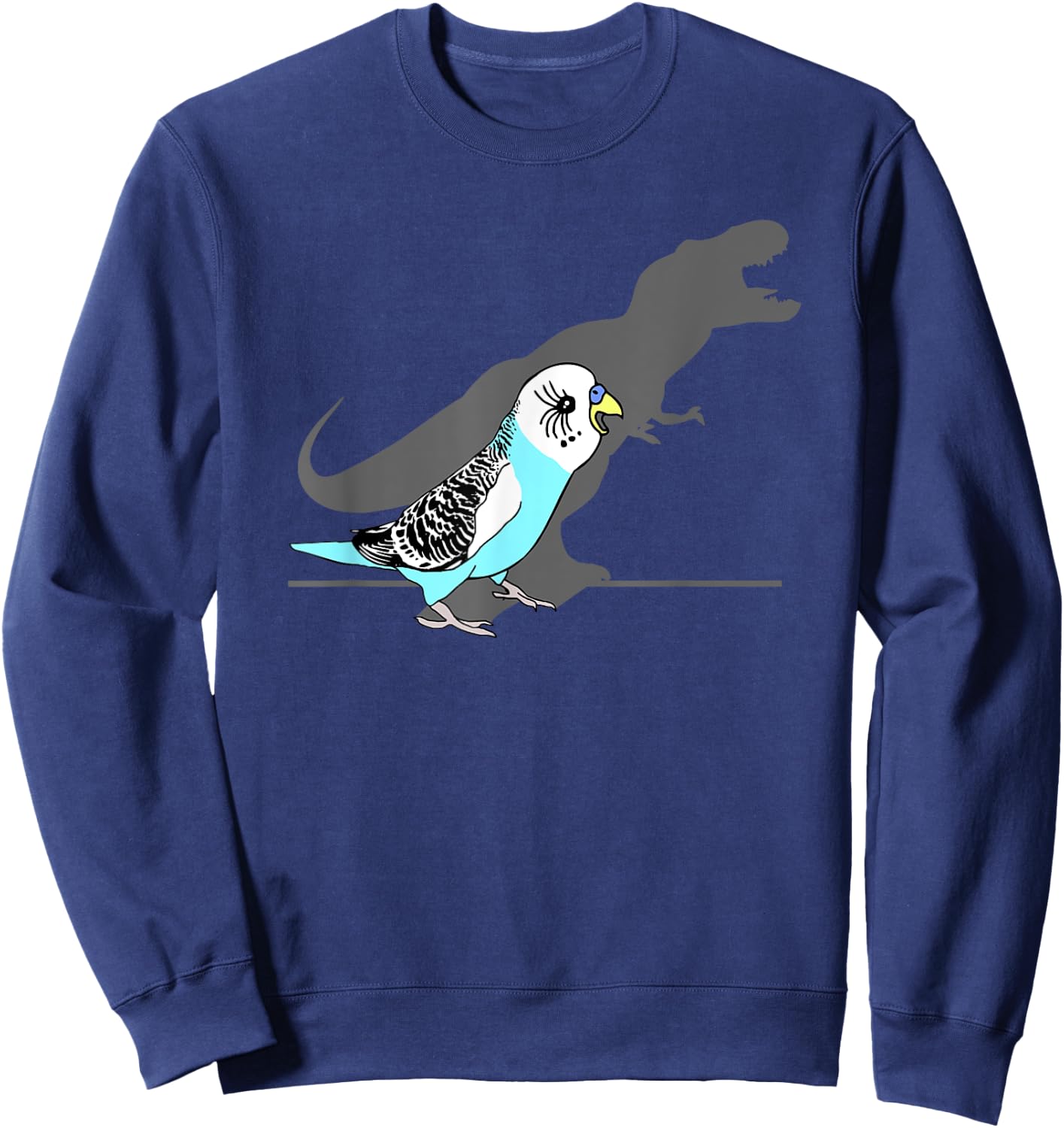 T-rex Blue Budgie Funny Parakeet dinosaur shadow budgerigar Sweatshirt - Sweatshirt | Navy