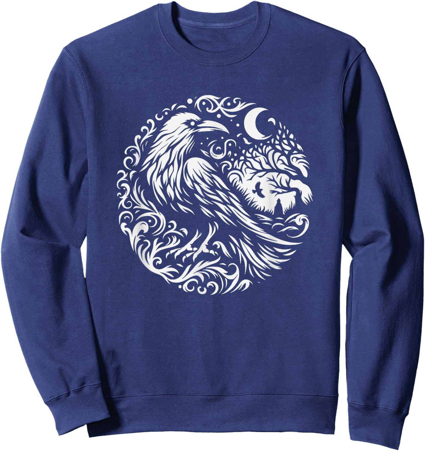 Raven Graphic Art Crow Design And Men Sweatshirt - Sweatshirt | Navy