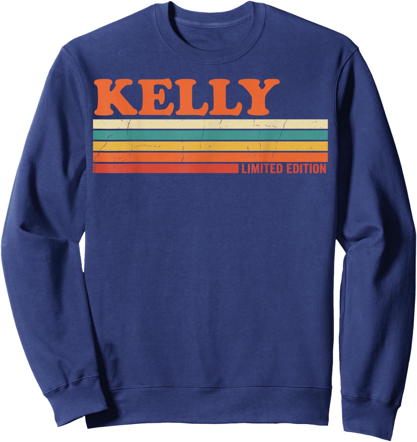 Kelly Retro Personalized First Name Vintage Stripes Sweatshirt - Sweatshirt | Navy
