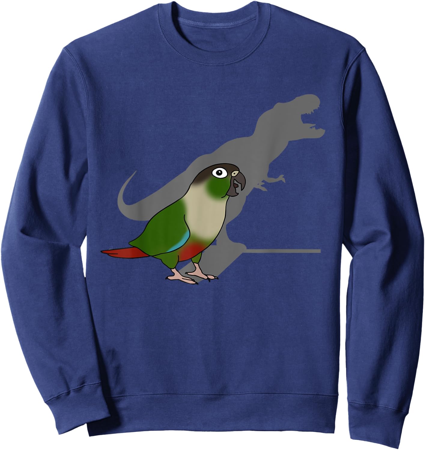 Screaming Parrot Birb Memes Funny T-Rex Green Cheeked Conure Sweatshirt - Sweatshirt | Navy
