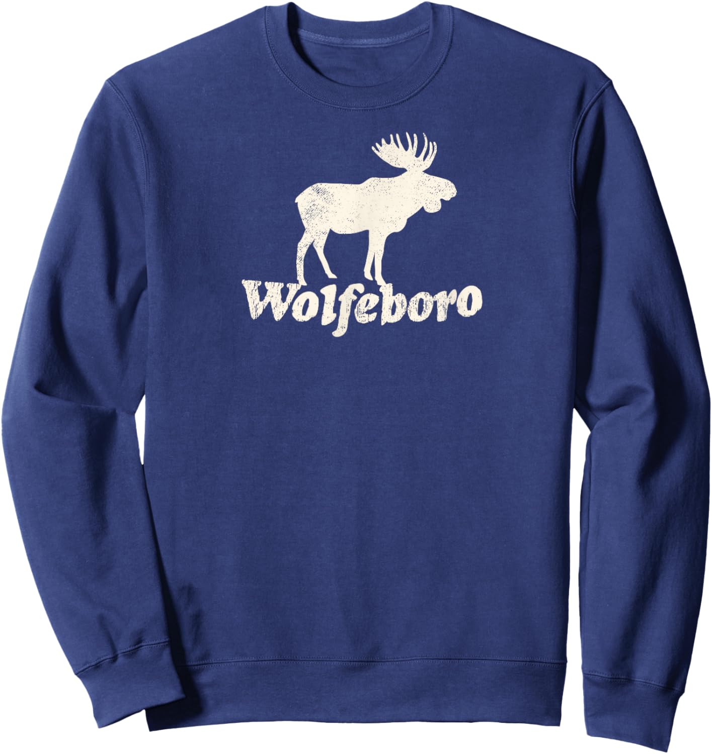 Wolfeboro, NH Vacation Moose Sweatshirt - Sweatshirt | Navy