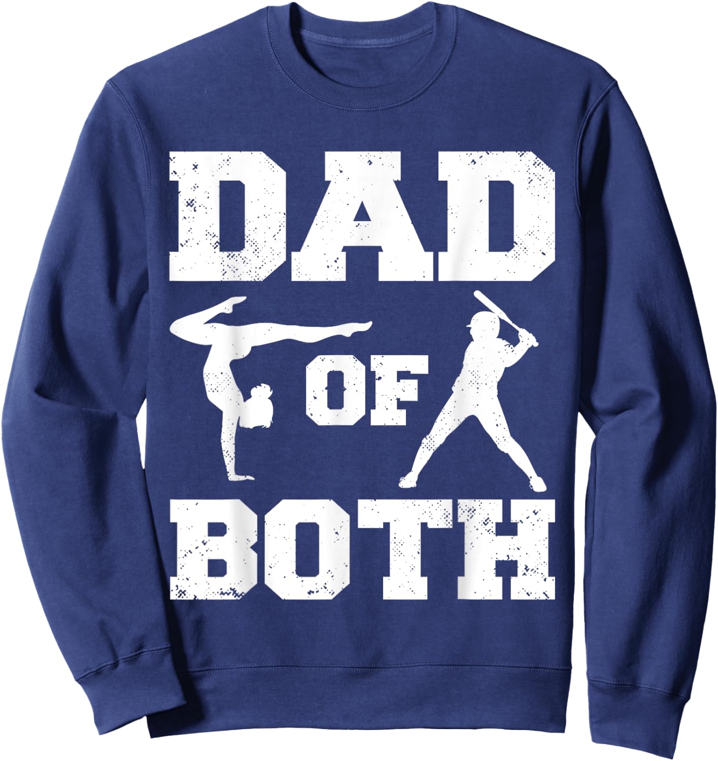 Dad Of Both Funny Gymnastics Baseball Dad Sweatshirt - Sweatshirt | Navy