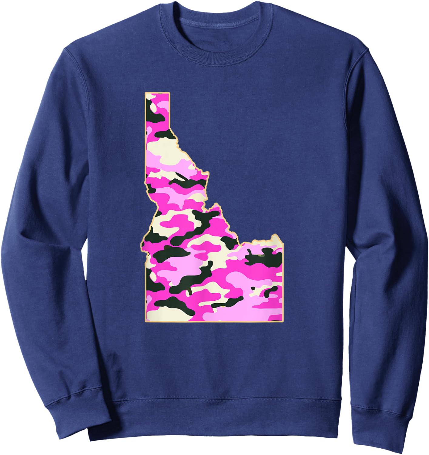 Camo pink IDAHO State Map - Camouflaged map of Idaho ID Sweatshirt - Sweatshirt | Navy