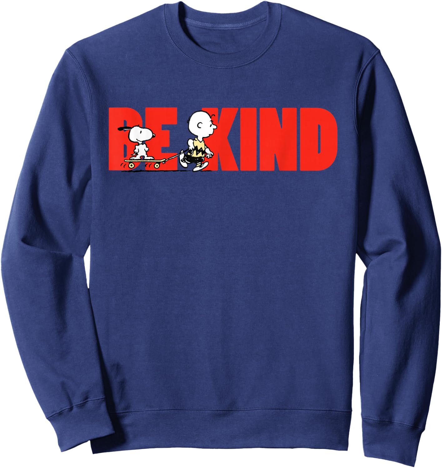 Peanuts Snoopy Charlie Brown Skateboard Be Kind Sweatshirt - Sweatshirt | Navy
