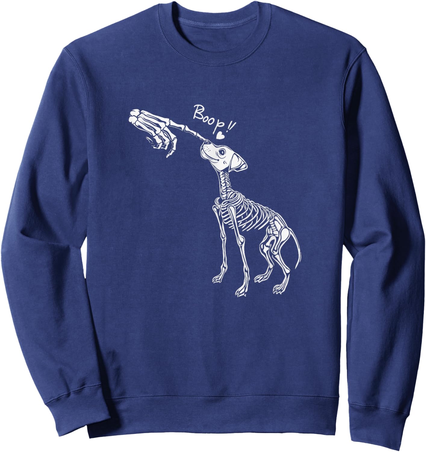 Funny Dog Skeleton Hand Boop Halloween Puppy Dog Sweatshirt - Sweatshirt | Navy