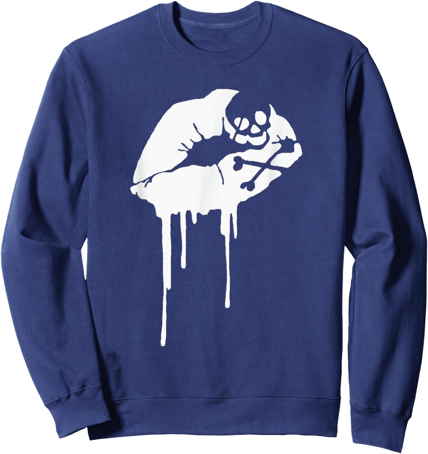 Fatal Kiss Lips and Skull Popular Tattoo Inspired Sweatshirt - Sweatshirt | Navy