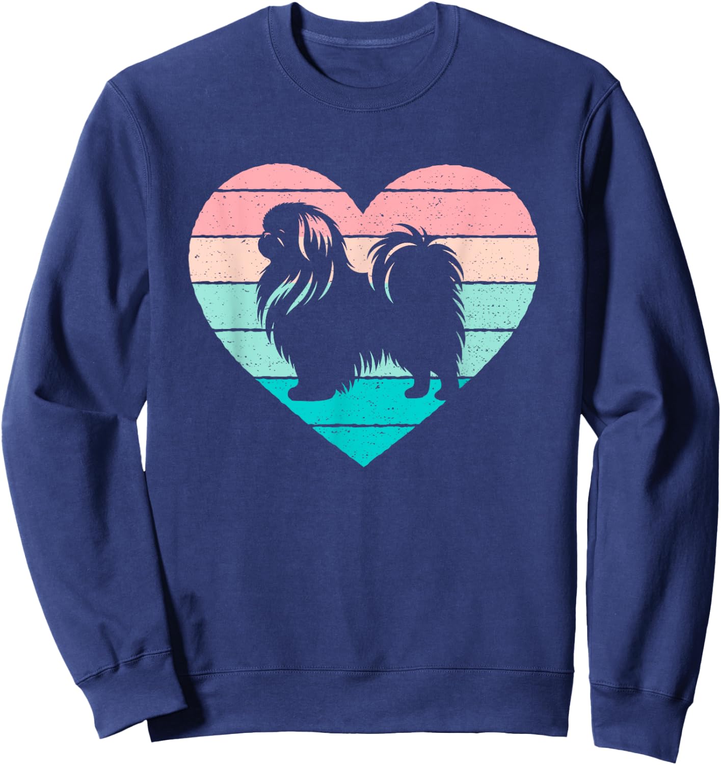 Pekingese Dog Lover Pastel Heart Sweatshirt - Sweatshirt | Navy