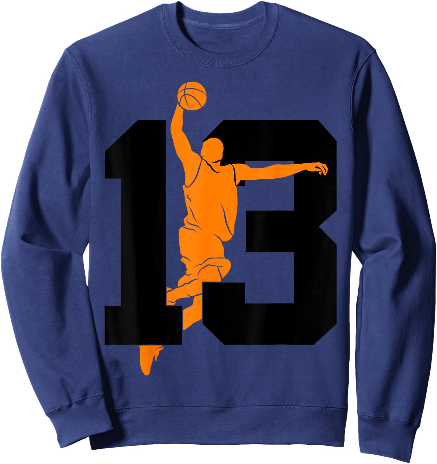 Number 13 Years Basketball 13th Birthday Sweatshirt - Sweatshirt | Navy