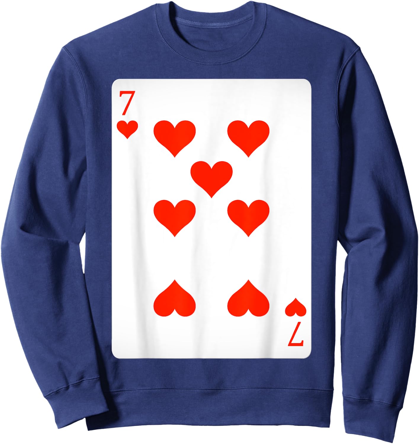 7 Seven of Hearts Playing Cards Shirt Easy Halloween Costume Sweatshirt - Sweatshirt | Navy
