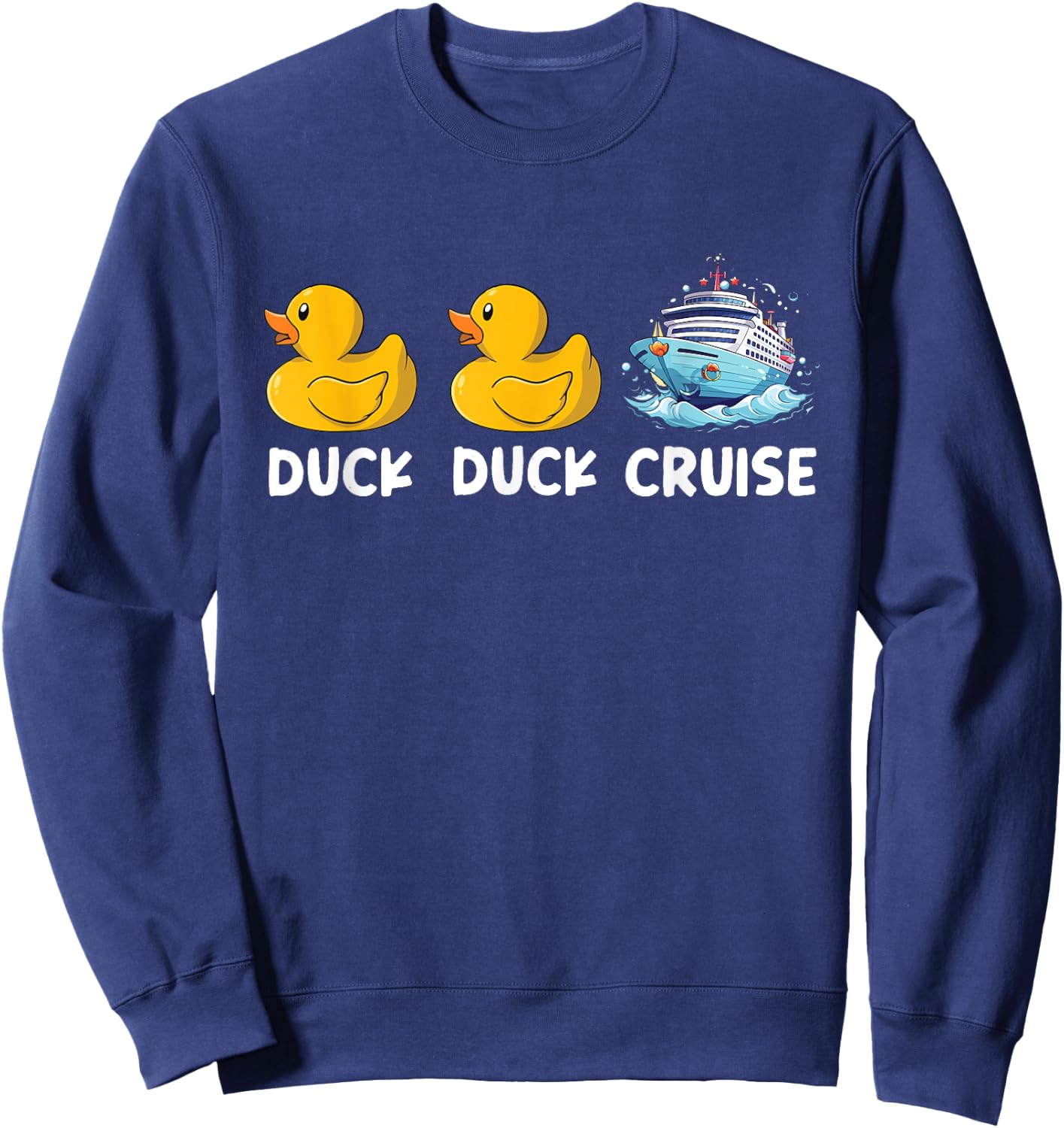 Duck Duck Cruise Family Matching Black Cotton Blend Classic Fit , -Adults & Kids, Short Sleeve, Pull On, 1 Count, Size Small Sweatshirt - Sweatshirt | Navy