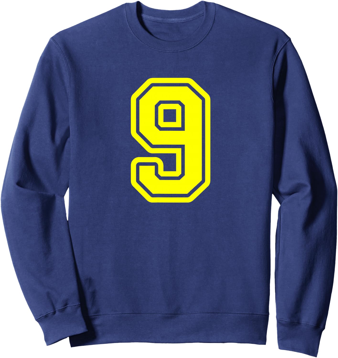Yellow Sport Team Number #9 Sweatshirt - Sweatshirt | Navy