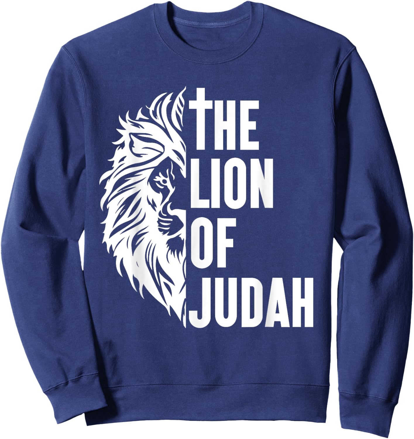 Christian Bible Verse Lion Of Judah Jesus God Sweatshirt - Sweatshirt | Navy