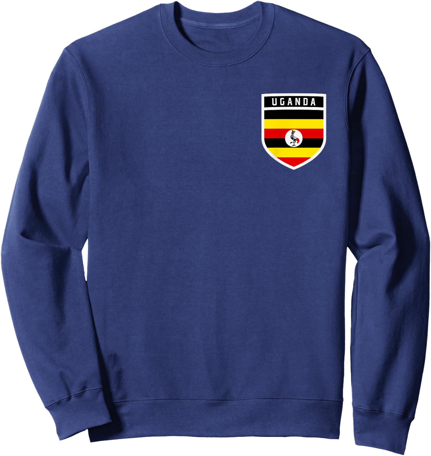 Ugandan Flag Shield Classic Pocket Badge Style Sweatshirt - Sweatshirt | Navy