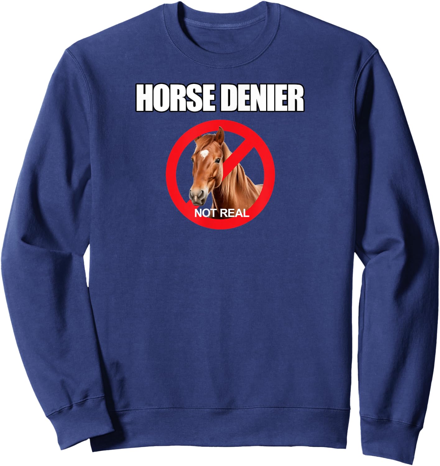 Horse Denier Funny Horses Are Not Real Classic Sweatshirt - Sweatshirt | Navy