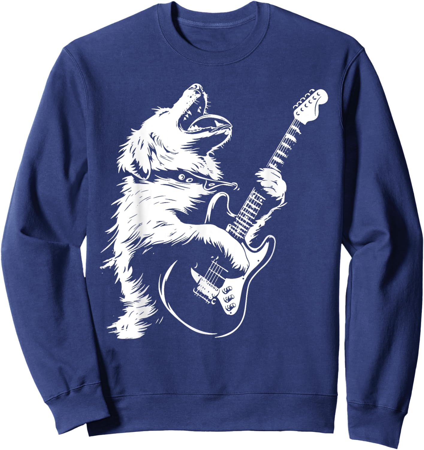 Dog Guitarist Guitar - Great Pyrenees Dad Mom Men Women Sweatshirt - Sweatshirt | Navy