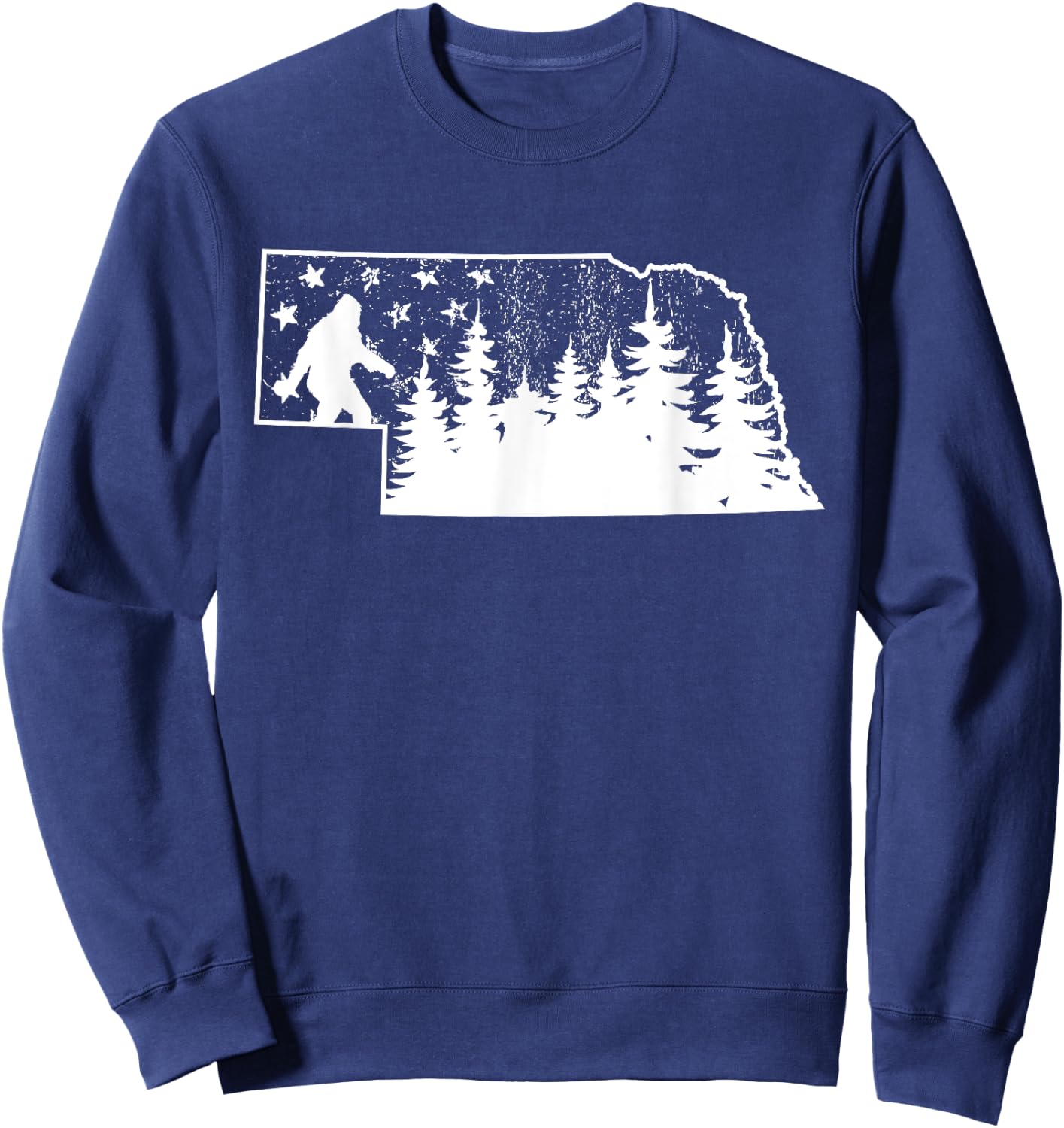 Nebraska Bigfoot American Flag Sasquatch Usa Flag Nebraska Sweatshirt - Sweatshirt | Navy
