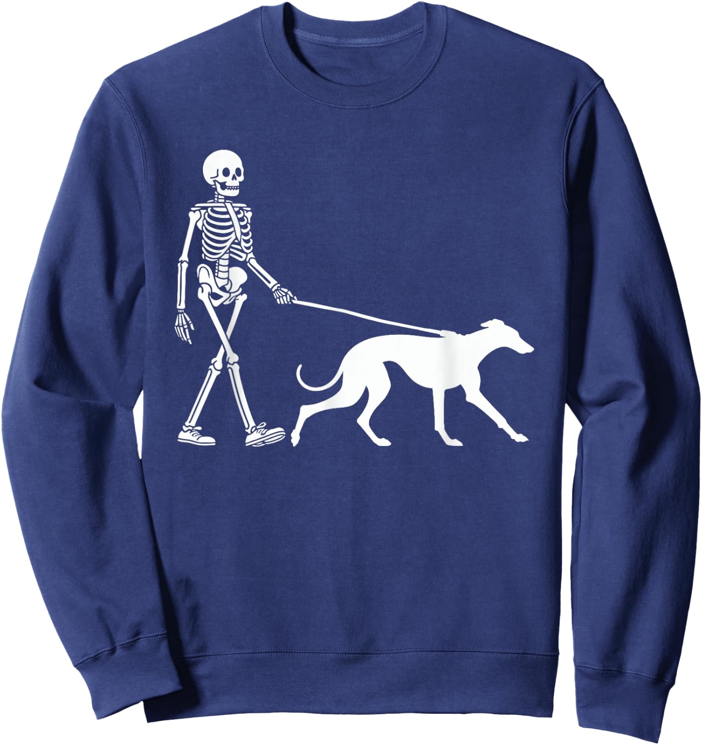 Skeleton Walking a Dog Greyhound Halloween Outfit Sweatshirt - Sweatshirt | Navy
