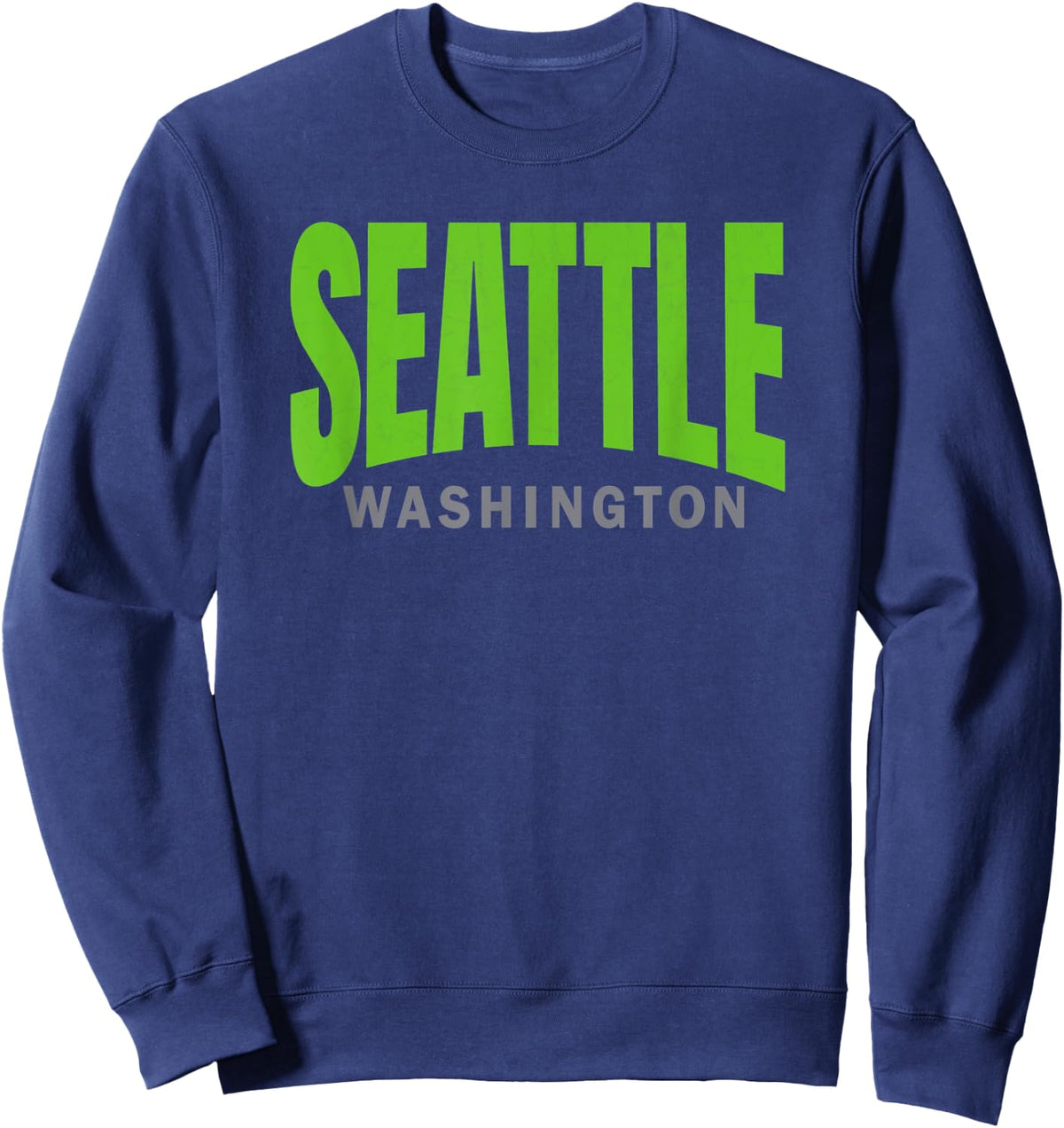 Bright-Green Seattle Arc Cuved Seattle Lime-Green Classic Sweatshirt - Sweatshirt | Navy