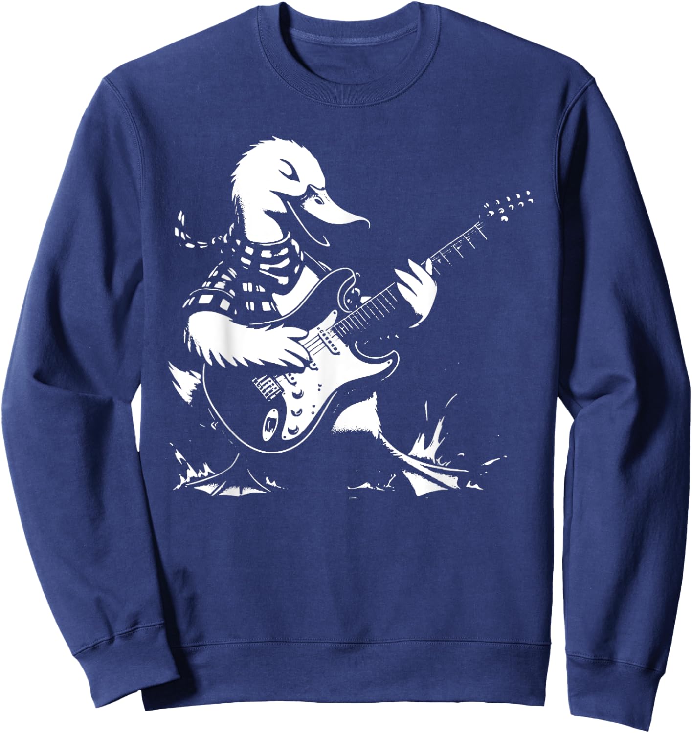 Duck Playing Bass Guitar Shirt Animal Playing Guitar Sweatshirt - Sweatshirt | Navy