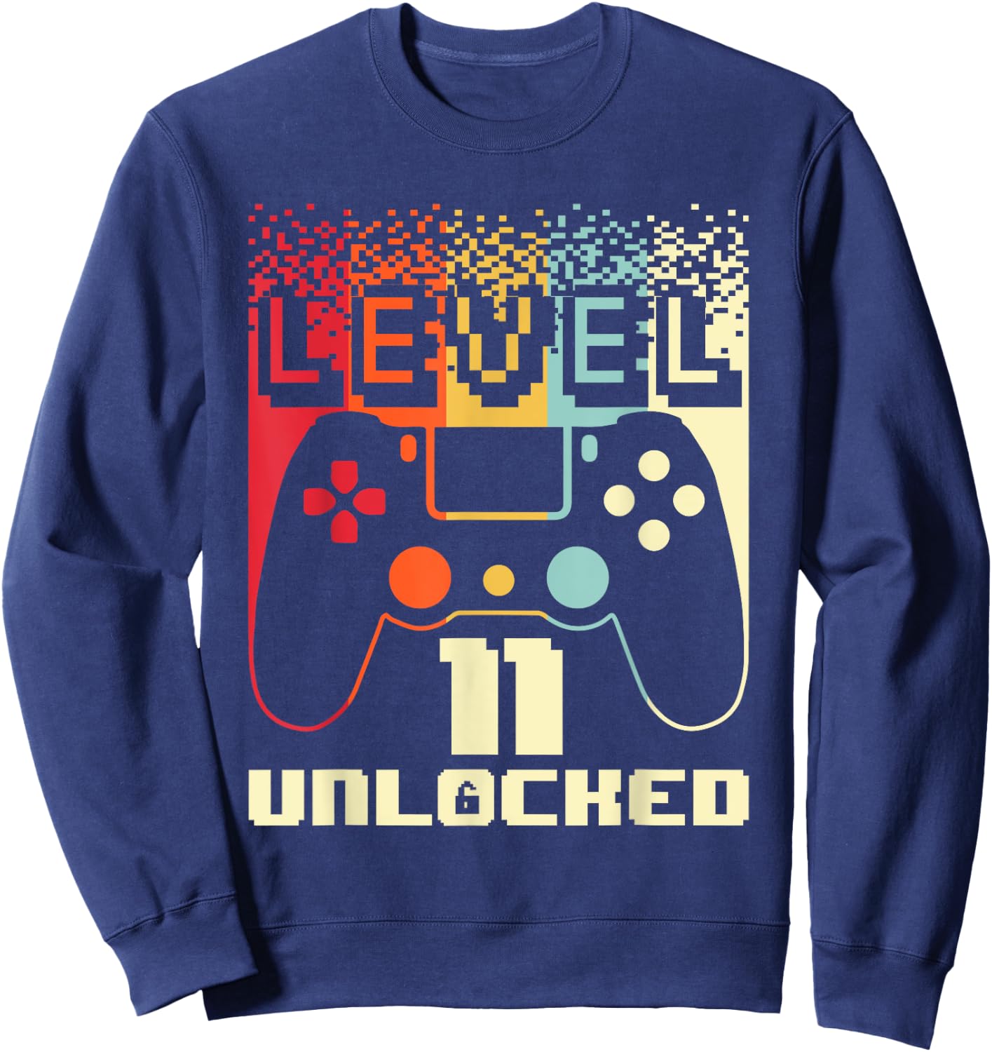 11th Birthday For Boys Level 11 Unlocked Gamer 11 Year Old Sweatshirt - Sweatshirt | Navy