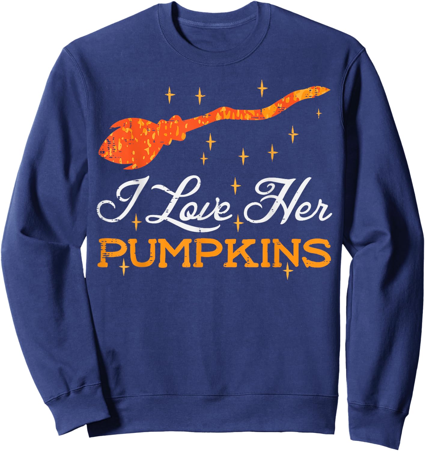 Halloween I Love Her Pumpkins Matching Couple Costume Men Sweatshirt - Sweatshirt | Navy