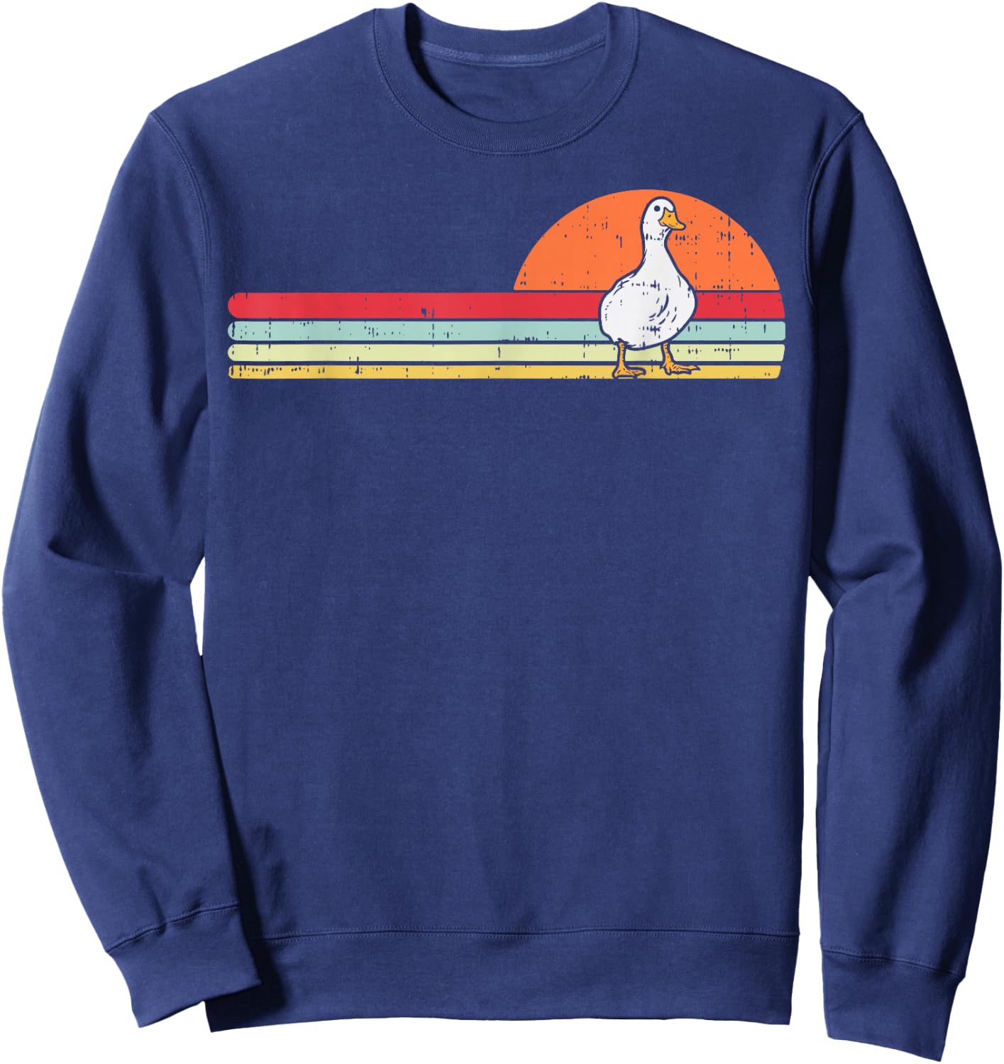 Duck Retro Chest Vintage Goose Farm Animal Men Women Kids Sweatshirt - Sweatshirt | Navy