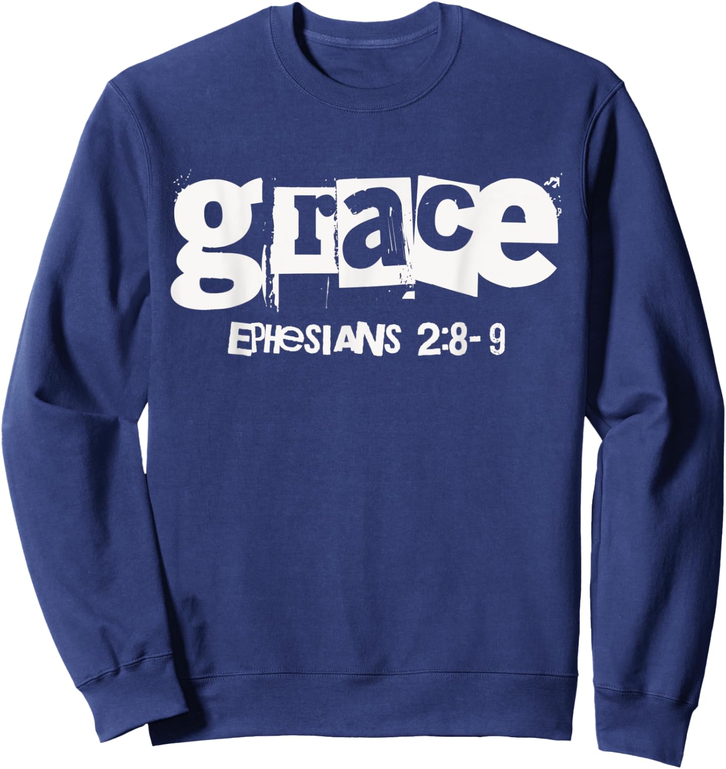Grace (Ephesians 2:8-9) Christian Streetwear Bible Verse Sweatshirt - Sweatshirt | Navy