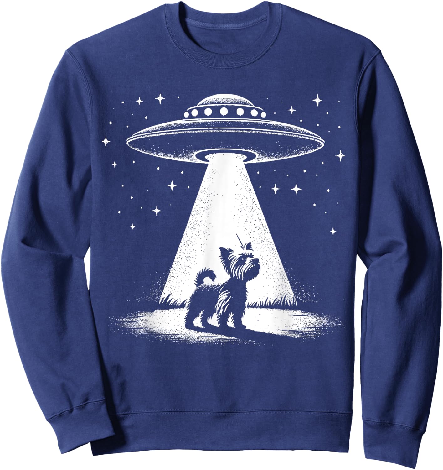 Yorkie Mom Dad Dog - Funny Alien UFO Sweatshirt - Sweatshirt | Navy
