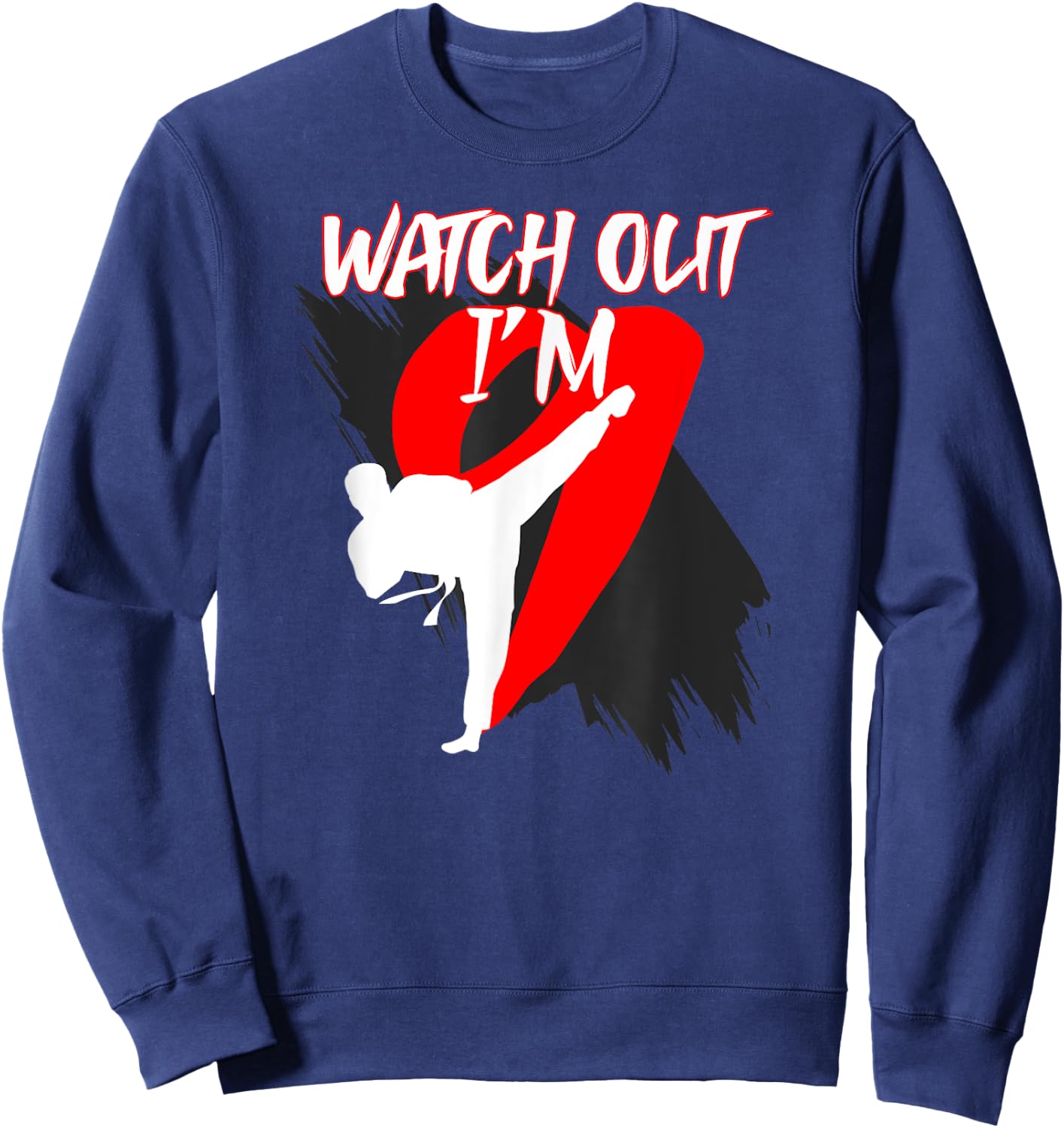 9th Birthday Party Taekwondo 9 Year Old Taekwondo Fighter Sweatshirt - Sweatshirt | Navy