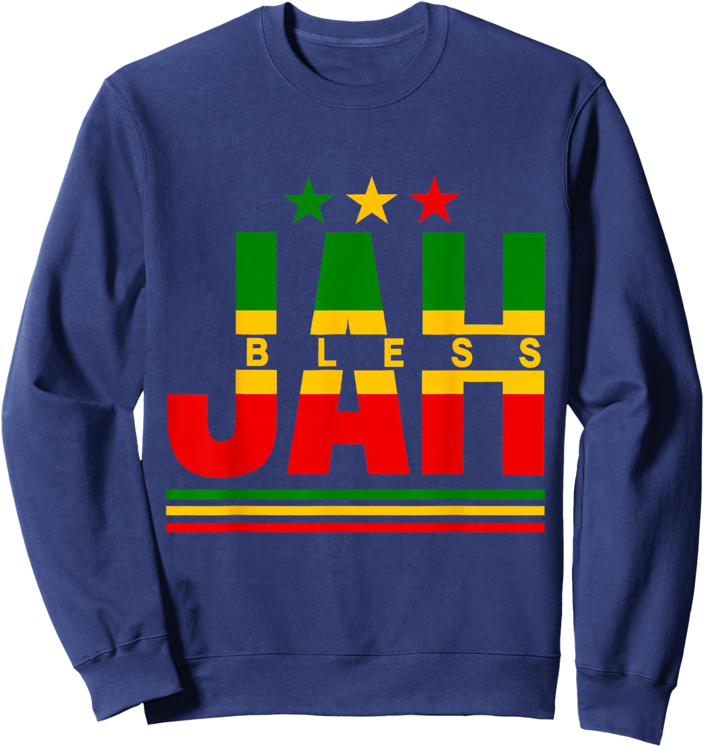 Jah Bless Rasta Reggae Music Rastafari Roots Jamaican Sweatshirt - Sweatshirt | Navy