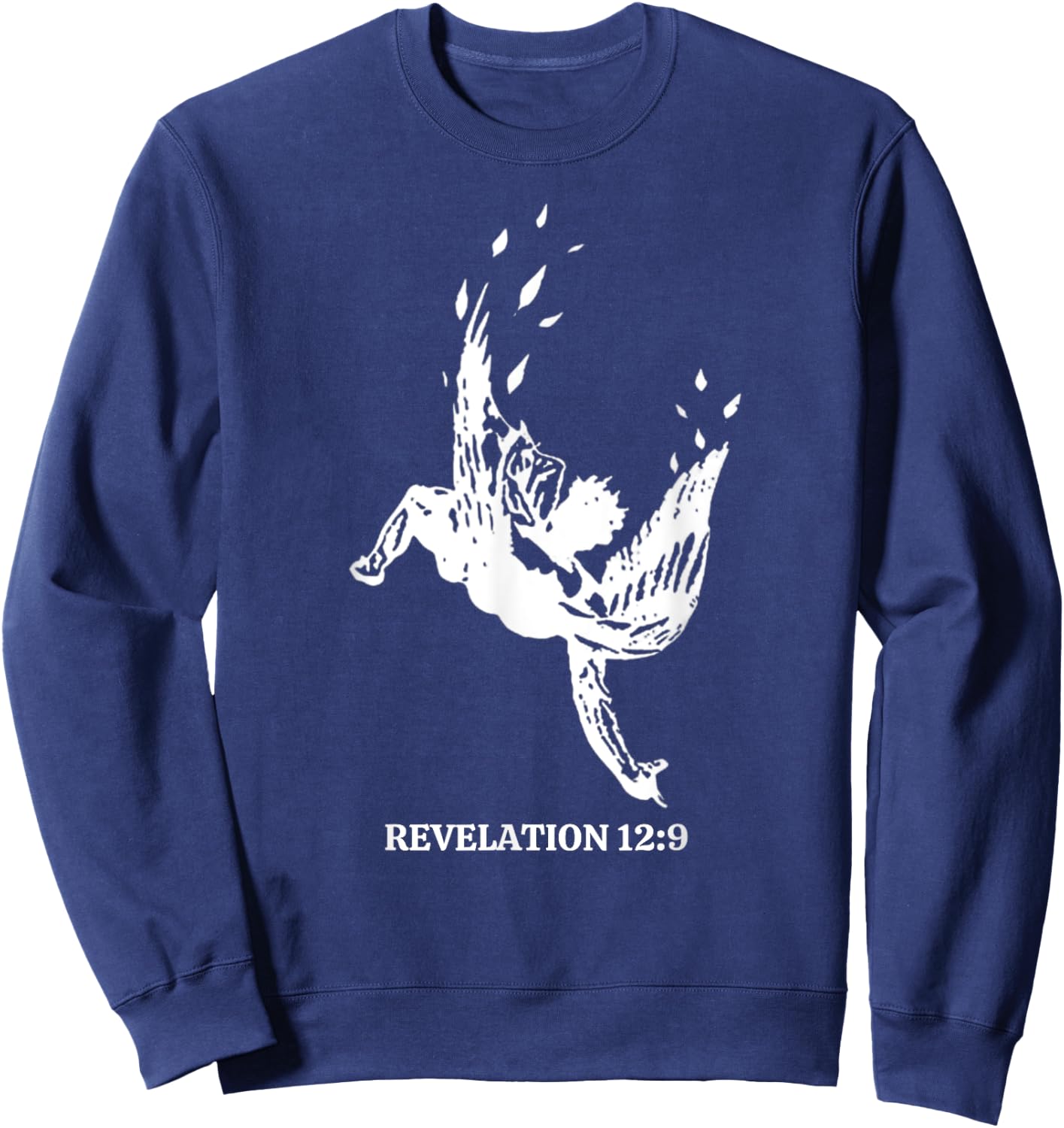 Revelations 12:9 - Fallen Angel Satan Biblical Scripture Art Sweatshirt - Sweatshirt | Navy
