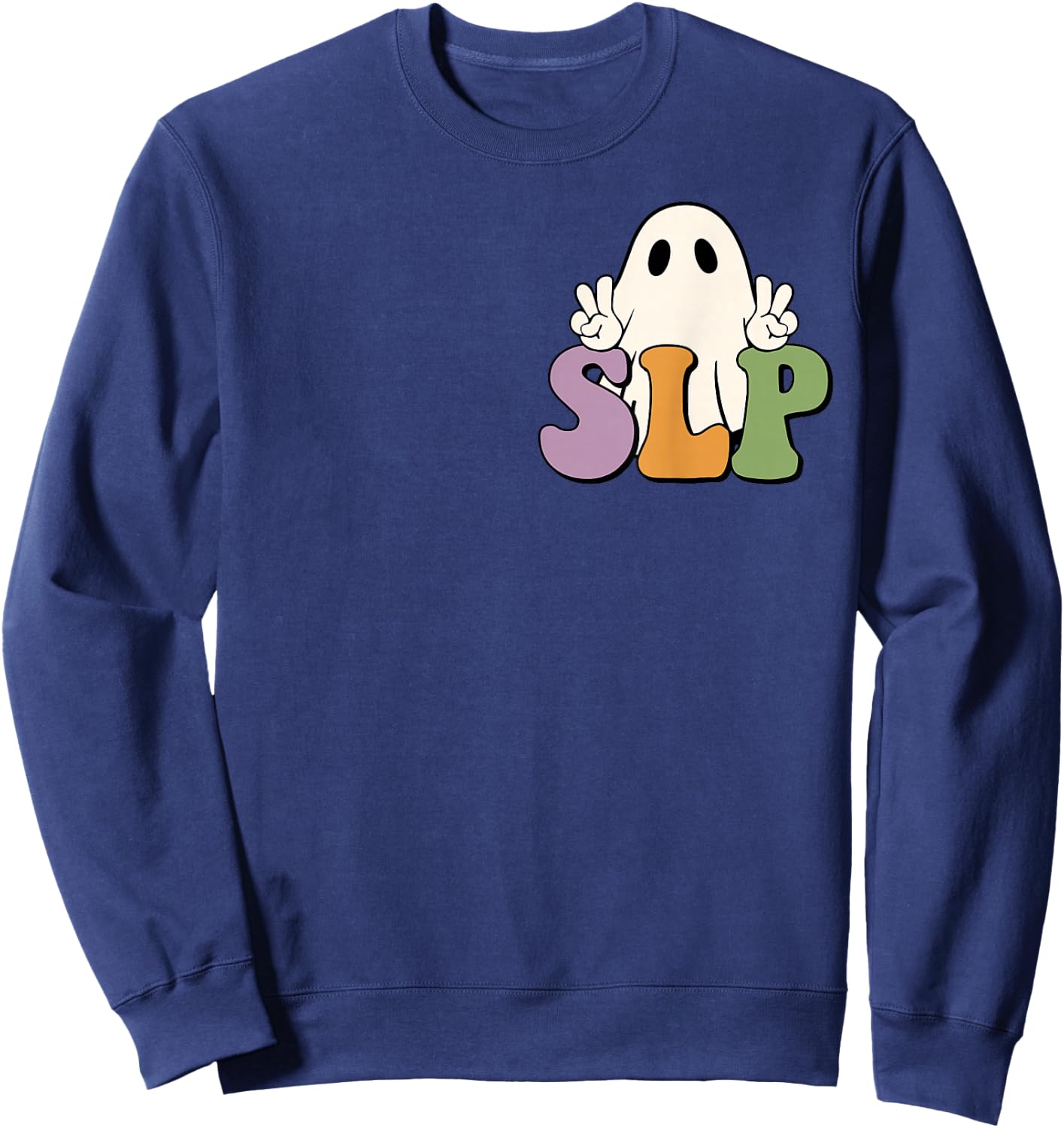 SLP Halloween Speech Therapy Halloween Shirt 2 Sided Sweatshirt - Sweatshirt | Navy