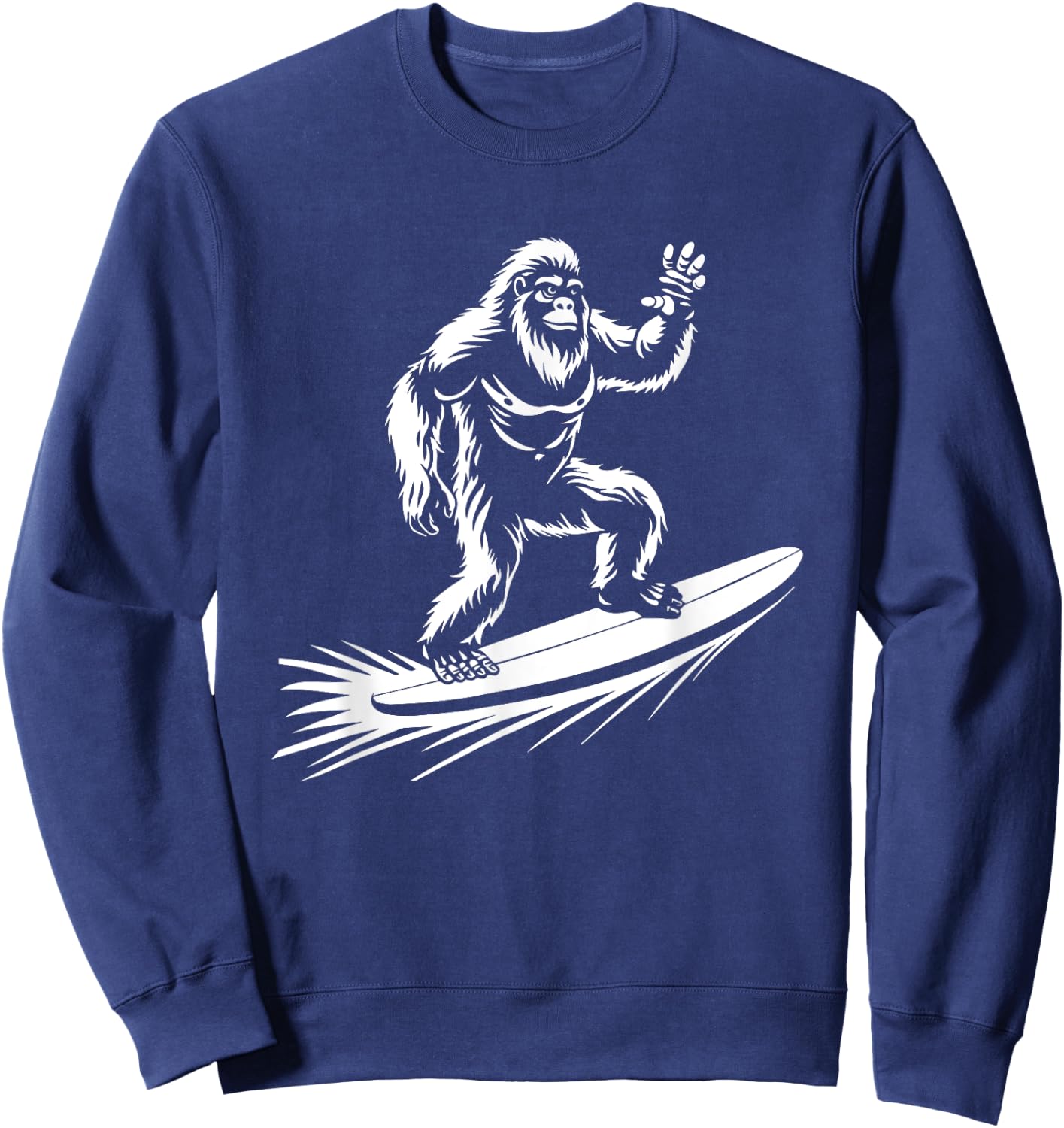 Surfing Bigfoot - Funny Hawaiian Sasquatch Surfer Sweatshirt - Sweatshirt | Navy