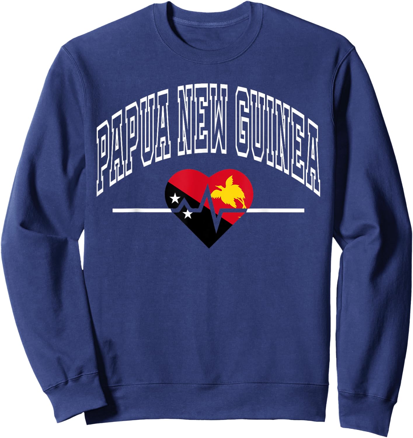 Papua New Guinea Flag Vintage Throwback Heartbeat Sweatshirt - Sweatshirt | Navy