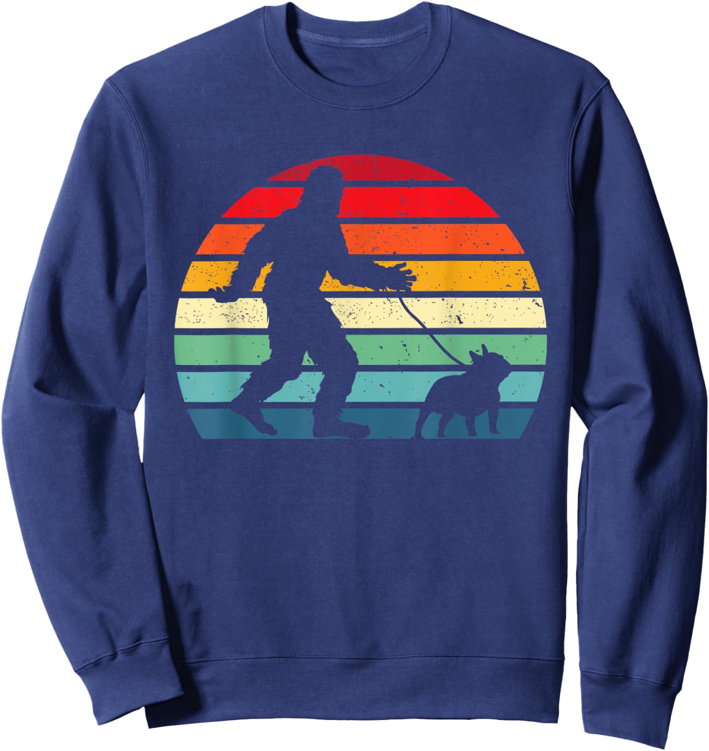 Bigfoot Walking French Bulldog Gift Sasquatch Frenchie Dog Men Women Sweatshirt - Sweatshirt | Navy