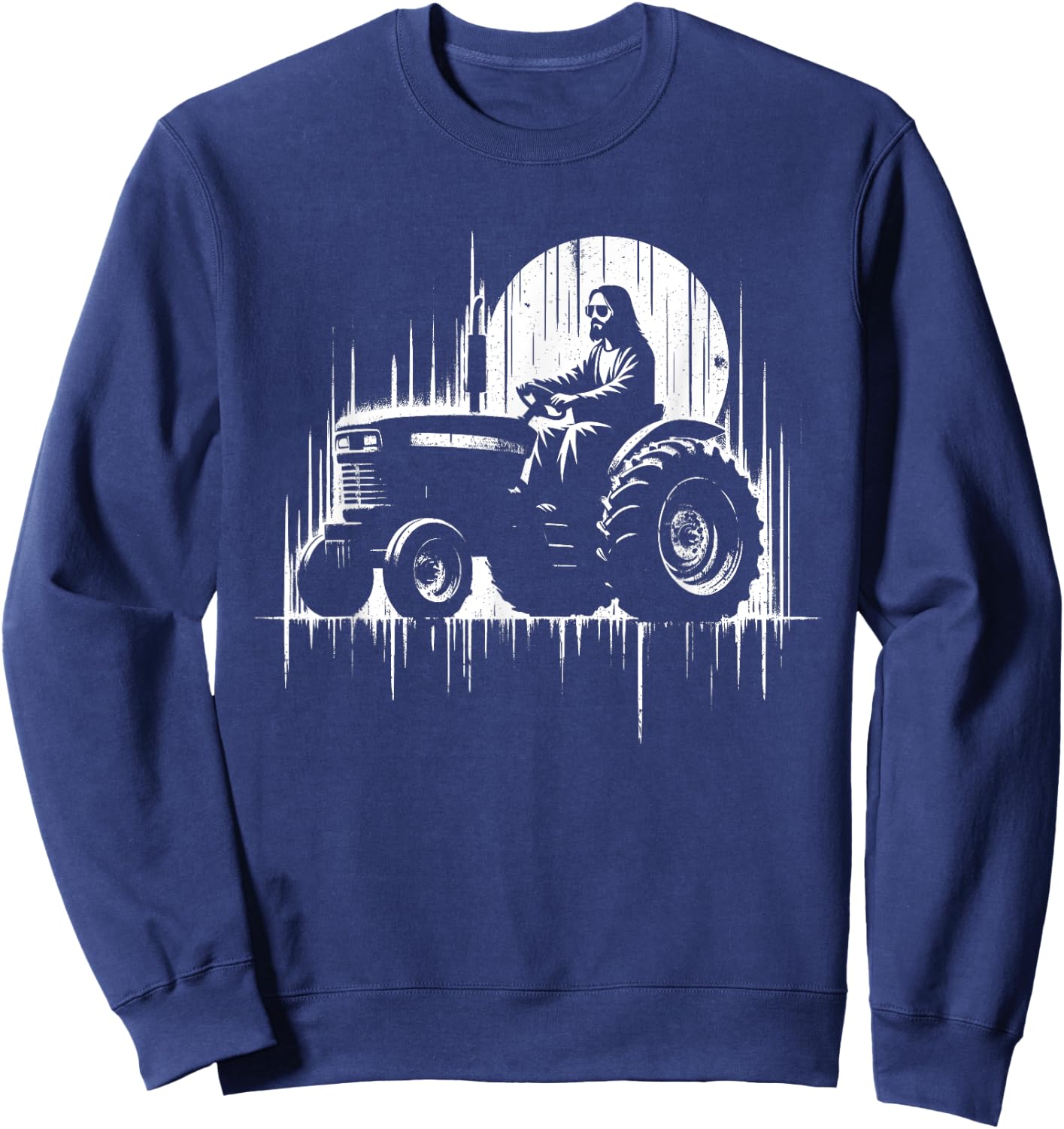 Jesus Tractor - Funny Christian Religious Tractor Driver Sweatshirt - Sweatshirt | Navy