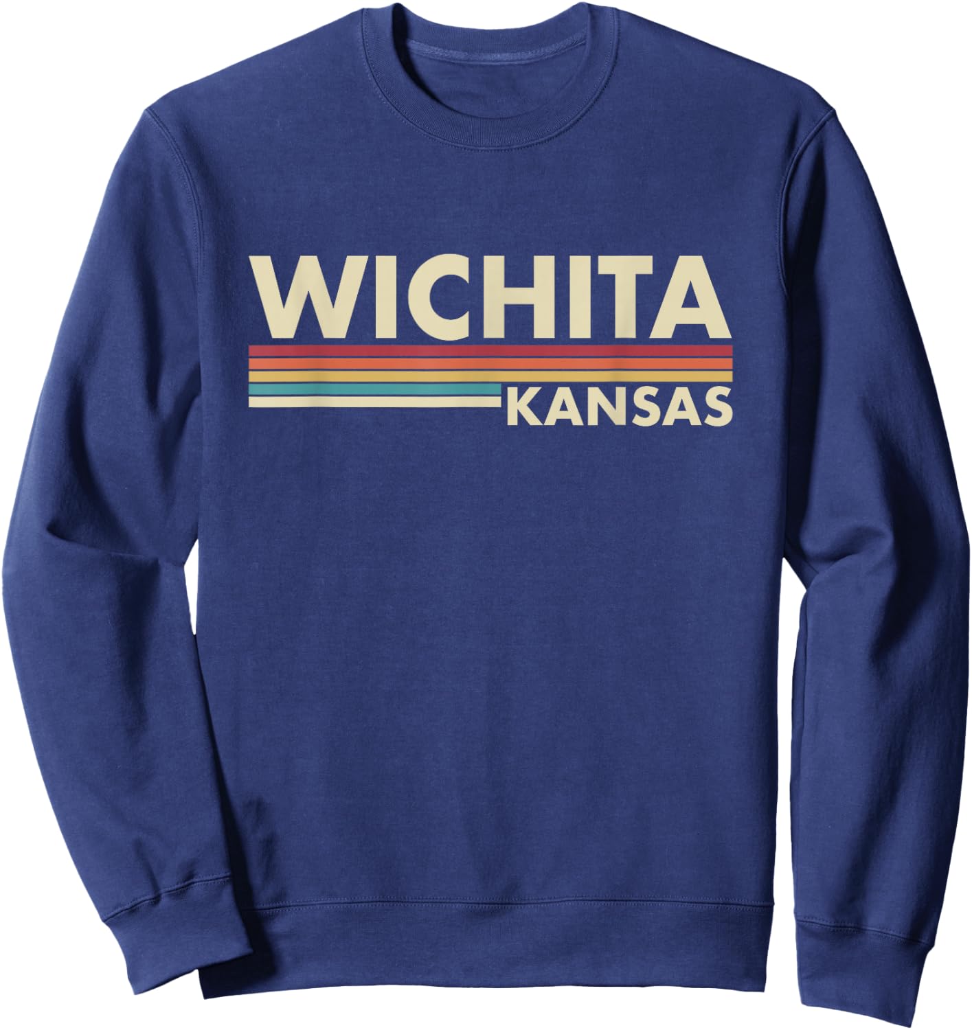 Graphic Club Inc. Wichita - Kansas Vintage Retro Stripes Classic Sweatshirt - Sweatshirt | Navy