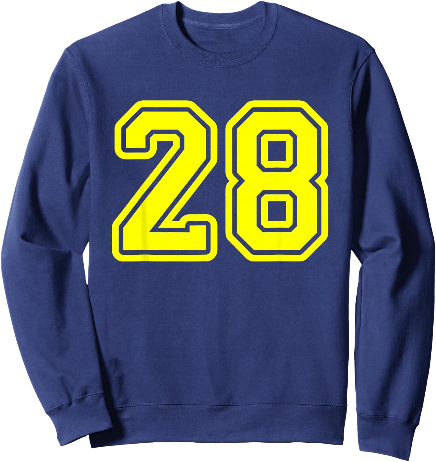 Number 28 Yellow Sports Team Varsity Number 28 Sweatshirt - Sweatshirt | Navy