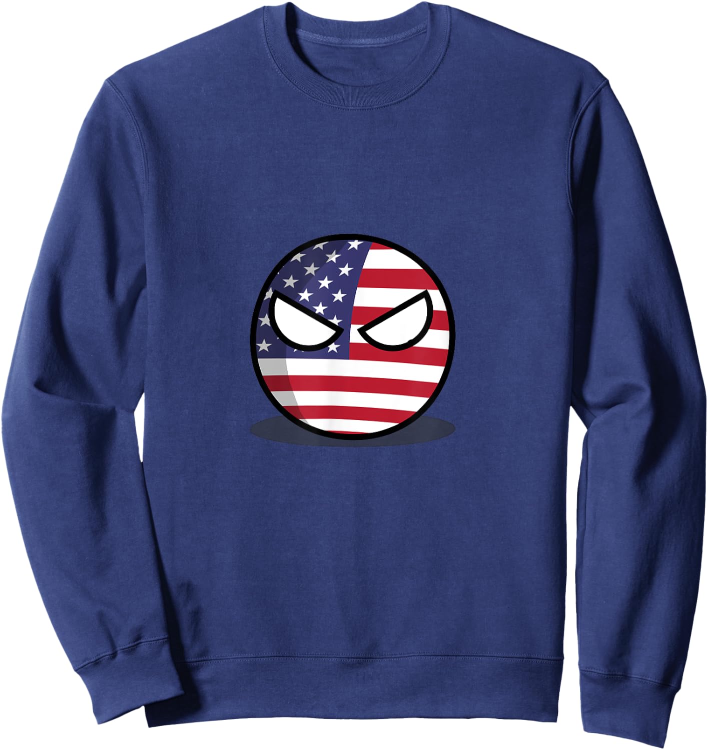 United States Countryball, American Flag Angry Eyes Women Men Sweatshirt - Sweatshirt | Navy