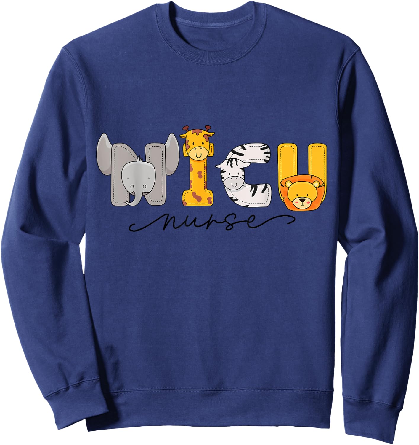 Adorable Baby Animals Graphic NICU Nurse's Day Apparel Sweatshirt - Sweatshirt | Navy