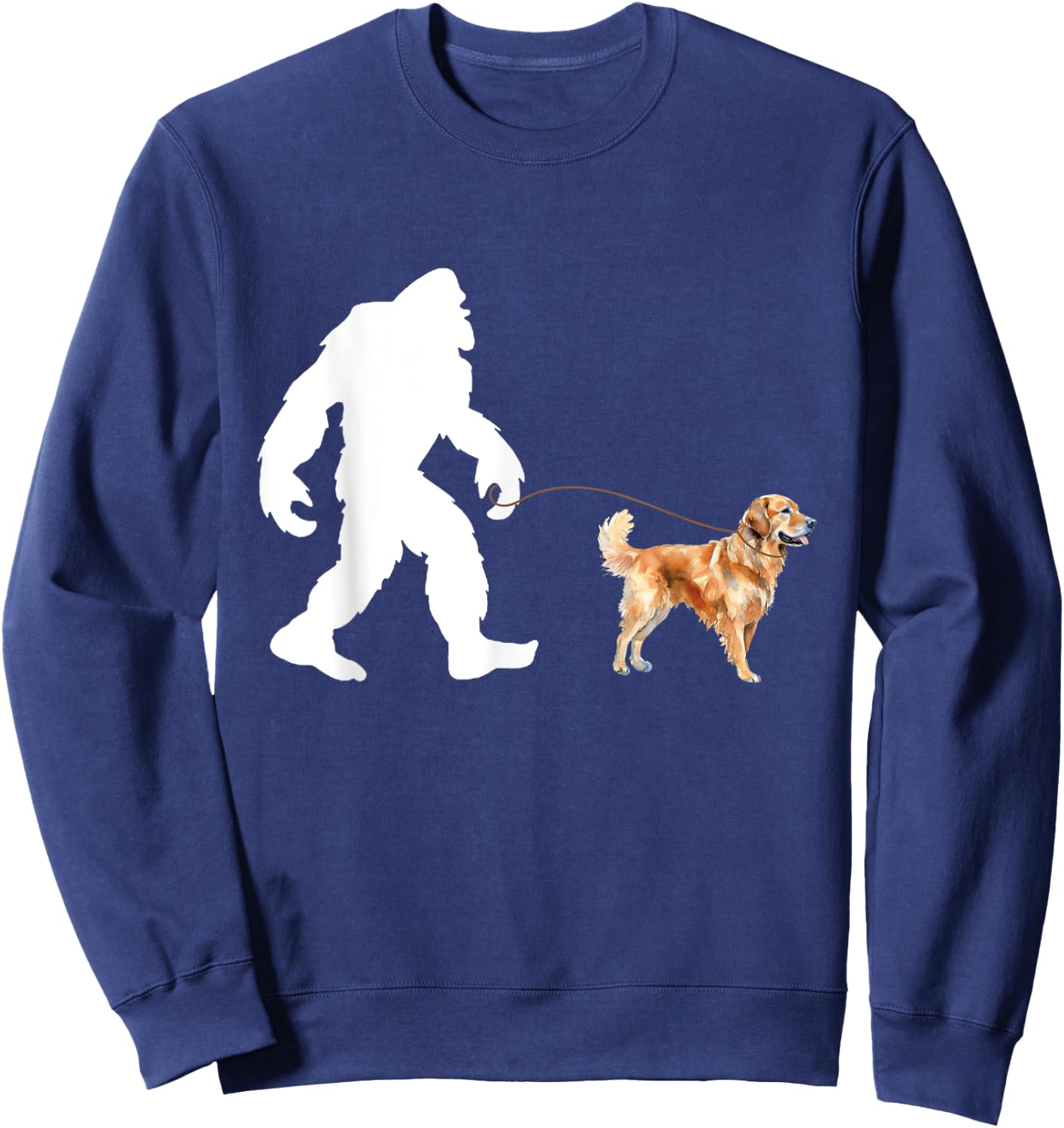 Bigfoot And Golden Retriever - Canine Lover Dog Owner Women Girls Kids Sweatshirt - Sweatshirt | Navy