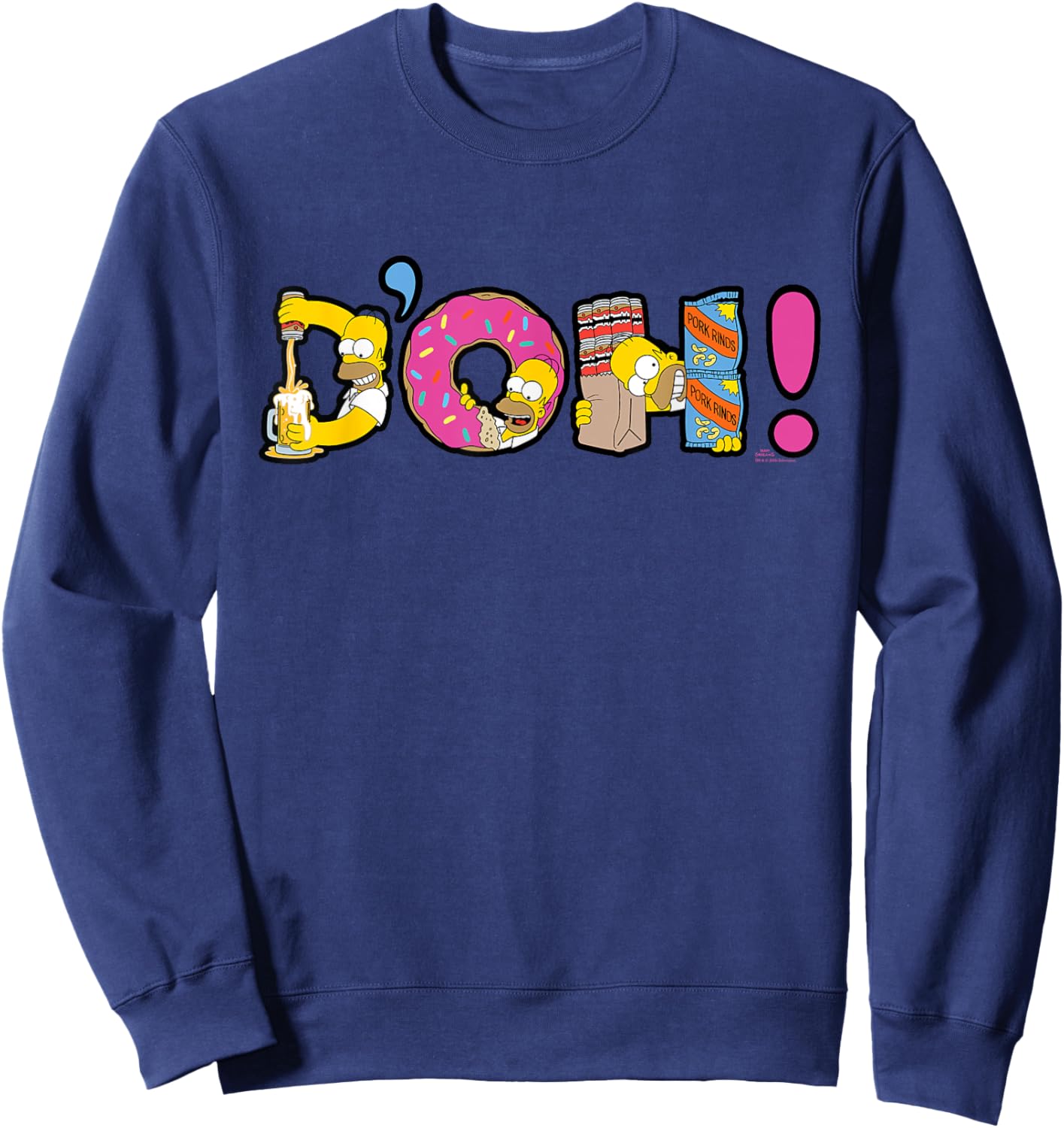 The Simpsons Homer Simpson Beer and Donuts Letters D’OH! Sweatshirt - Sweatshirt | Navy
