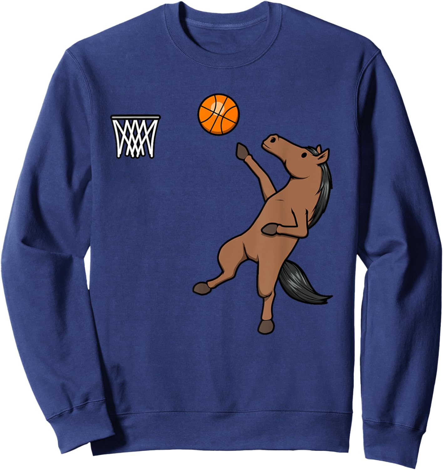 Horse Playing Basketball Ball Sports Hobby Sweatshirt - Sweatshirt | Navy