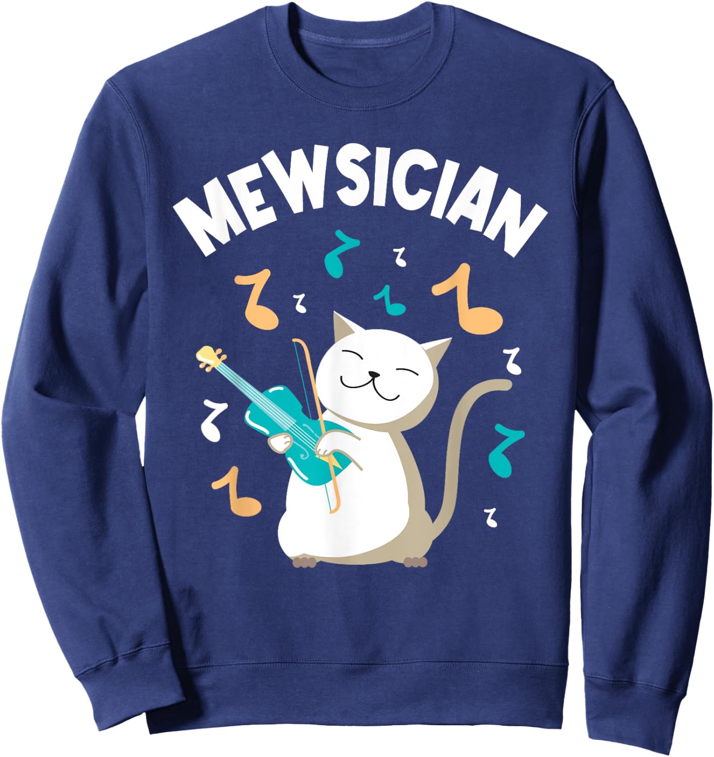 Mewsician - Violin Player Cat Violinist Musician Men Women Girls Kids Sweatshirt - Sweatshirt | Navy