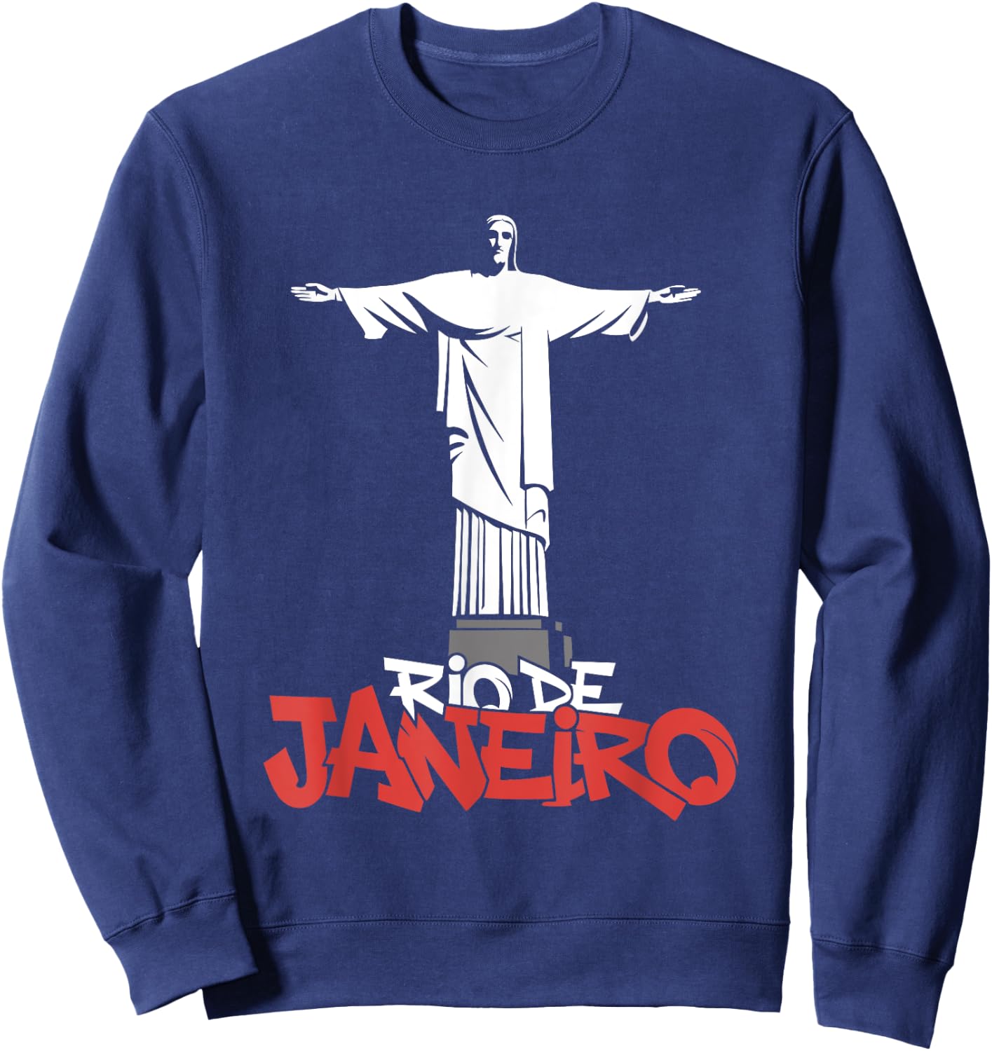 Christ The Redeemer Rio De Janeiro - Vintage Brazil Souvenir Sweatshirt - Sweatshirt | Navy